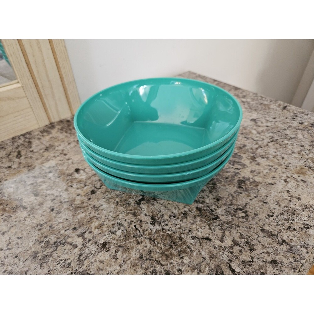 Set Of 4 Vintage Tupperware 5537A Servalier Bowls Green Cereal Bowls